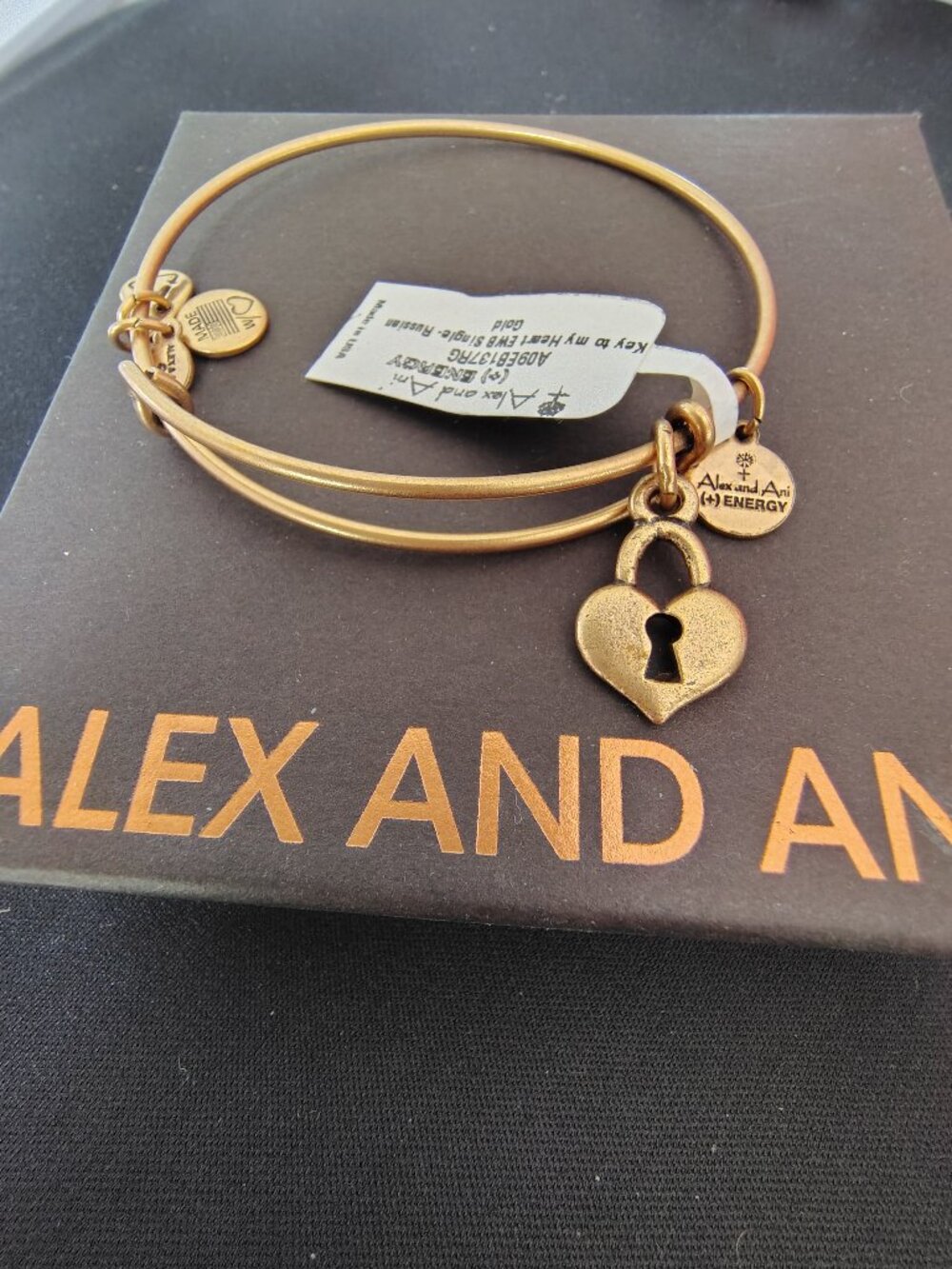 Alex and Ani Key To My Heart Charm Expandable Wire Bracelet     856